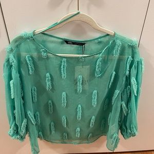 Green Zara top